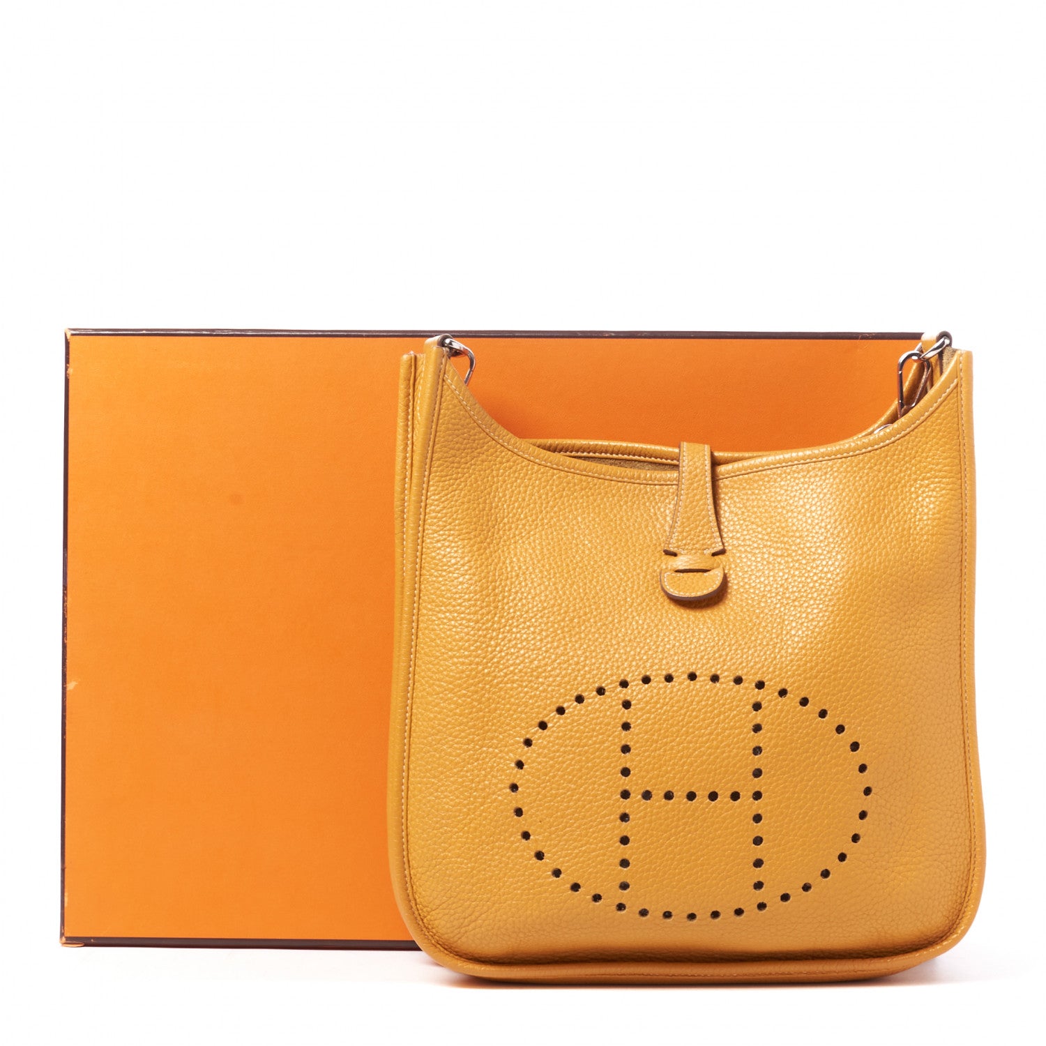 Hermes Taurillon Clemence Amazone Evelyne III PM Moutarde Taupe 7 of 7