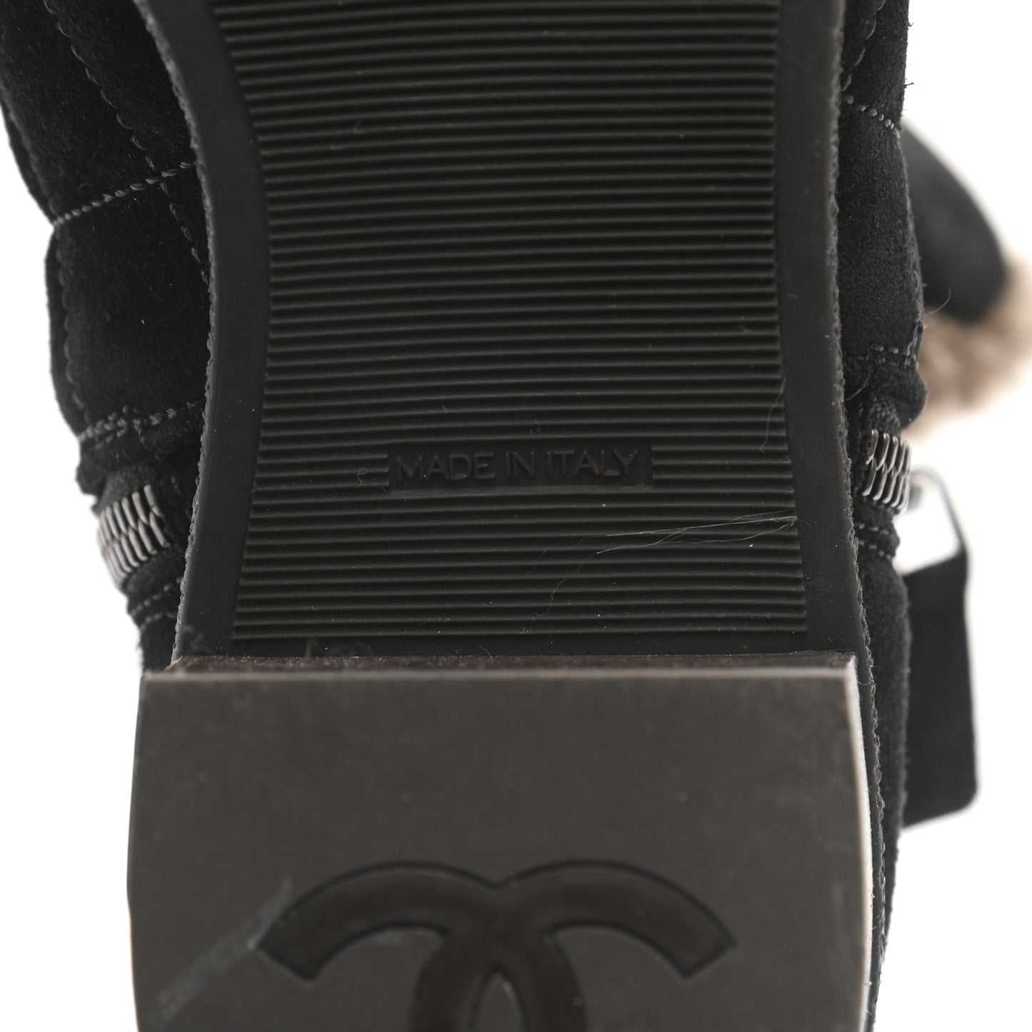 Suede Quilted Shearling Short Boots 36.5 Black