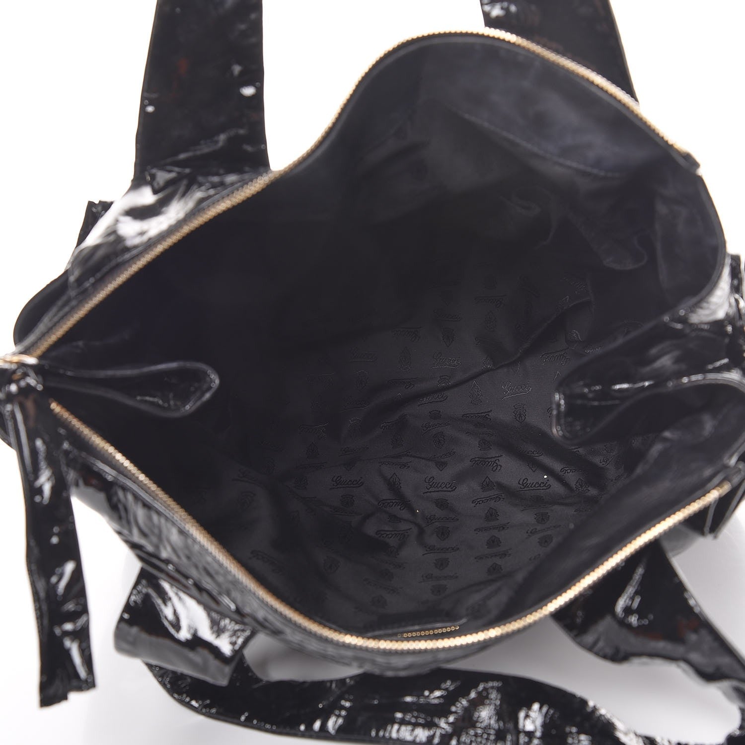 Gucci Patent Large Hysteria Top Bag Black 5 of 9