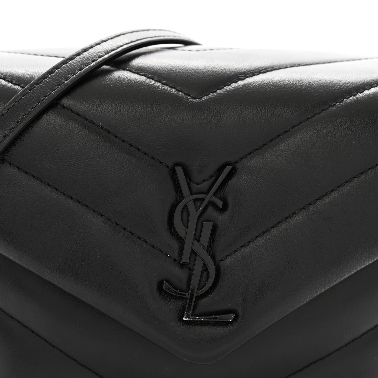 Calfskin Y Quilted Monogram Monochrome Toy Loulou Crossbody Bag Black