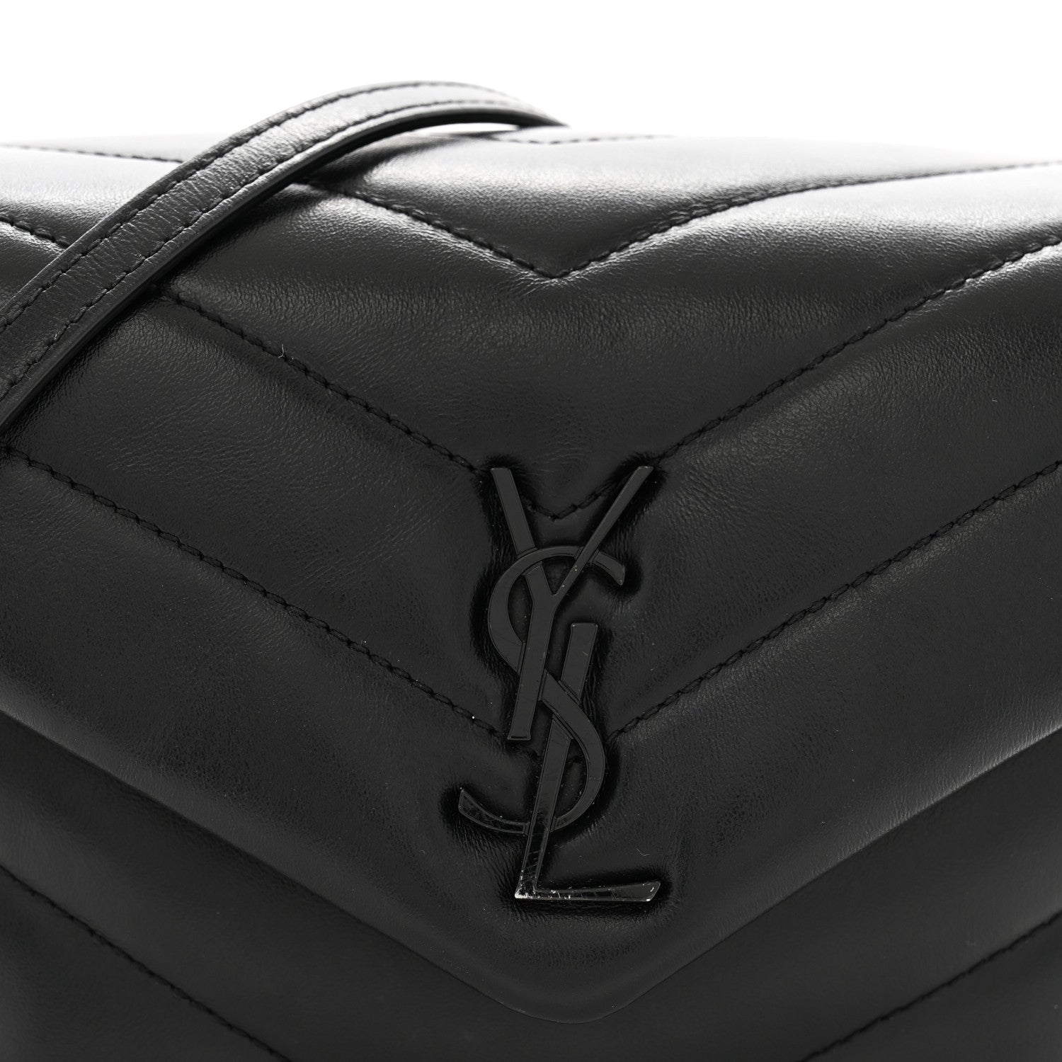 Saint Laurent Calfskin Y Quilted Monogram Monochrome Toy Loulou Crossbody Bag Black 8 of 15
