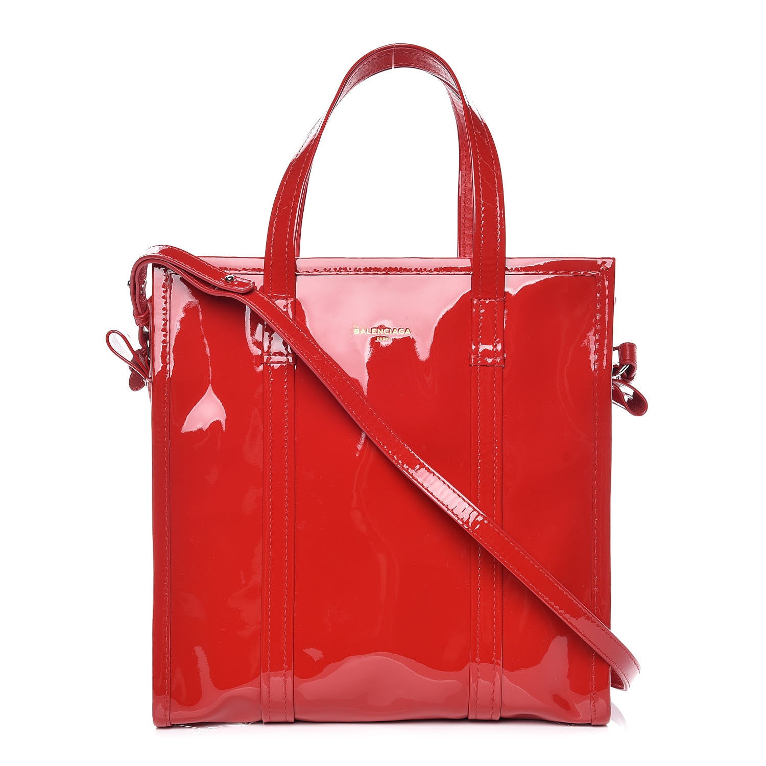 Balenciaga Patent S Bazar Shopper Tote Rouge Groseille 1 of 12