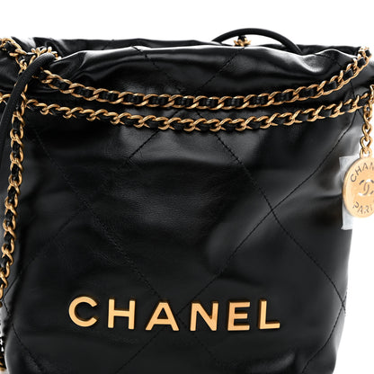 Chanel Shiny Calfskin Quilted Mini Chanel 22 Black 8 of 10