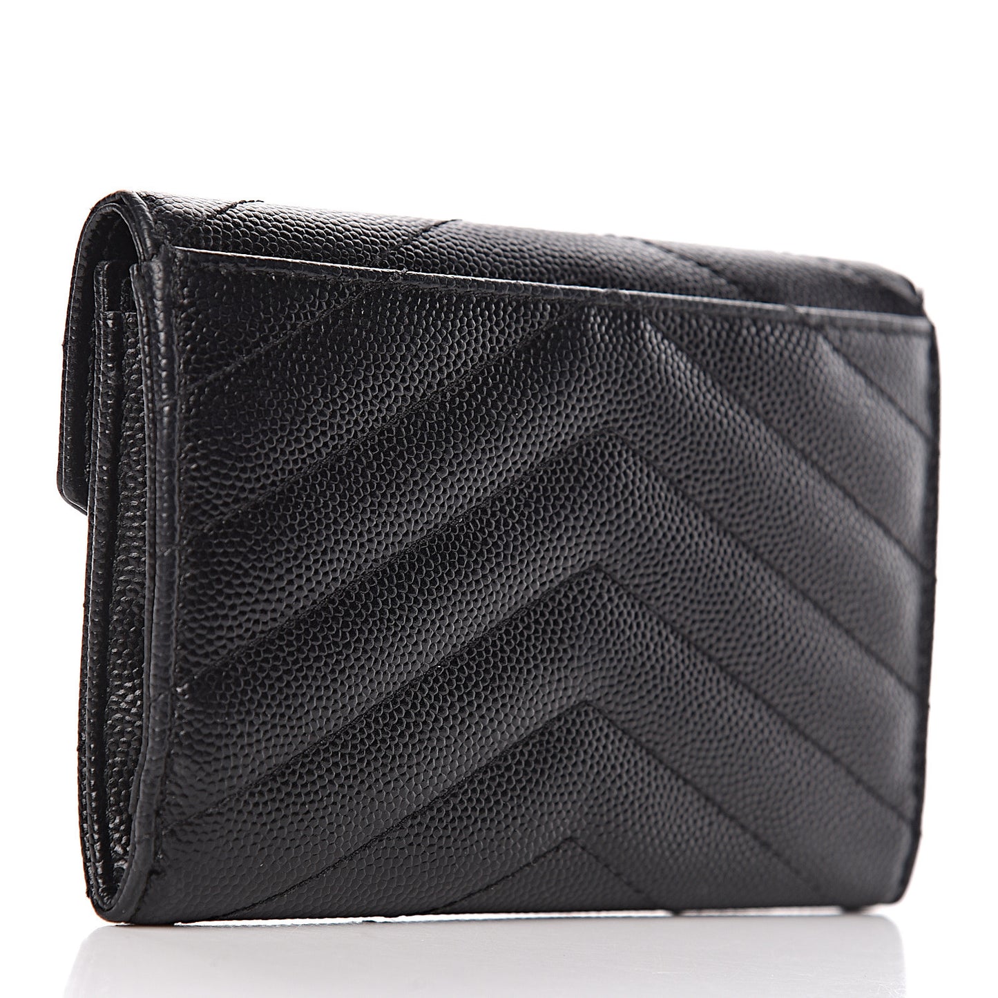 Grain De Poudre Matelasse Chevron Small Monogram Envelope Wallet Black