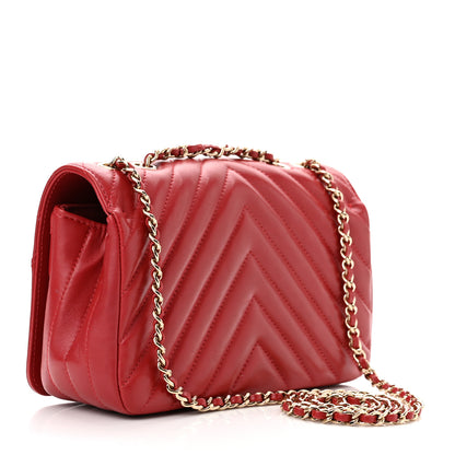 Chanel Calfskin Chevron Quilted Mini Statement Flap Red 3 of 11