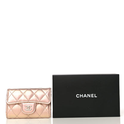 Chanel Iridescent Calfskin Quilted Classic 4 Key Holder Wallet Pink 13 of 13