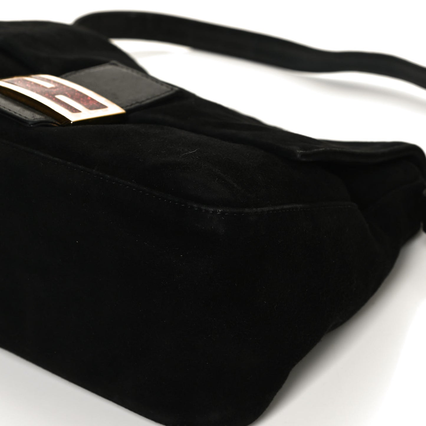 Suede Calfskin Mama Baguette Black