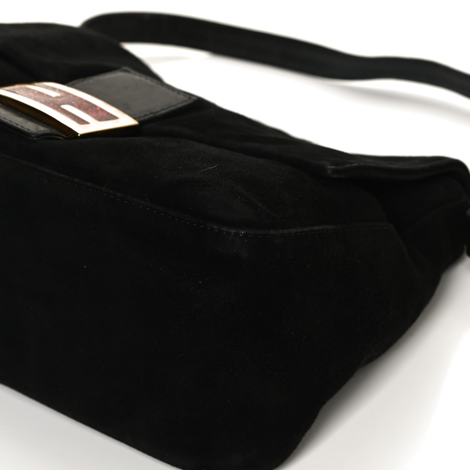Fendi Suede Calfskin Mama Baguette Black 9 of 10