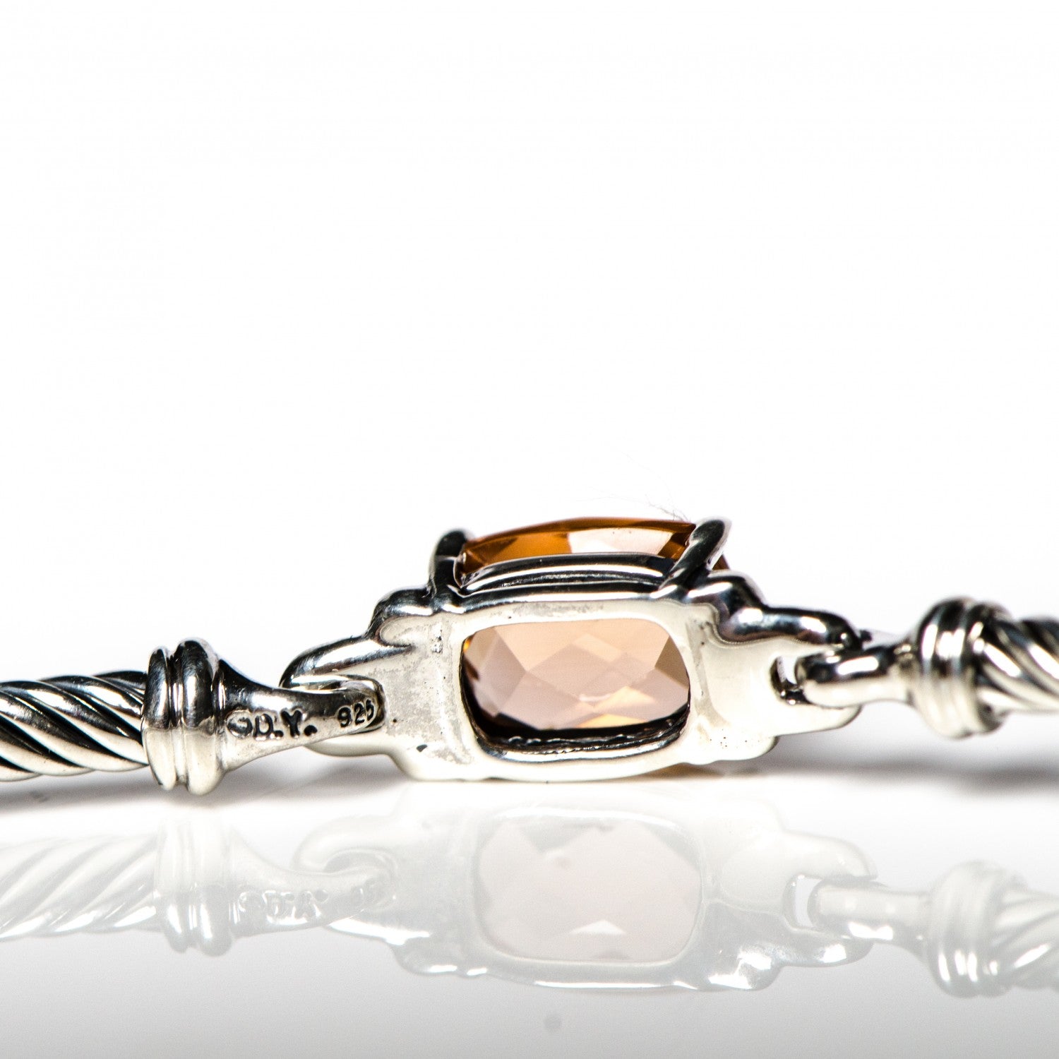 David Yurman Sterling Silver Diamond Morganite 3mm Petite Wheaton Bracelet 4 of 4