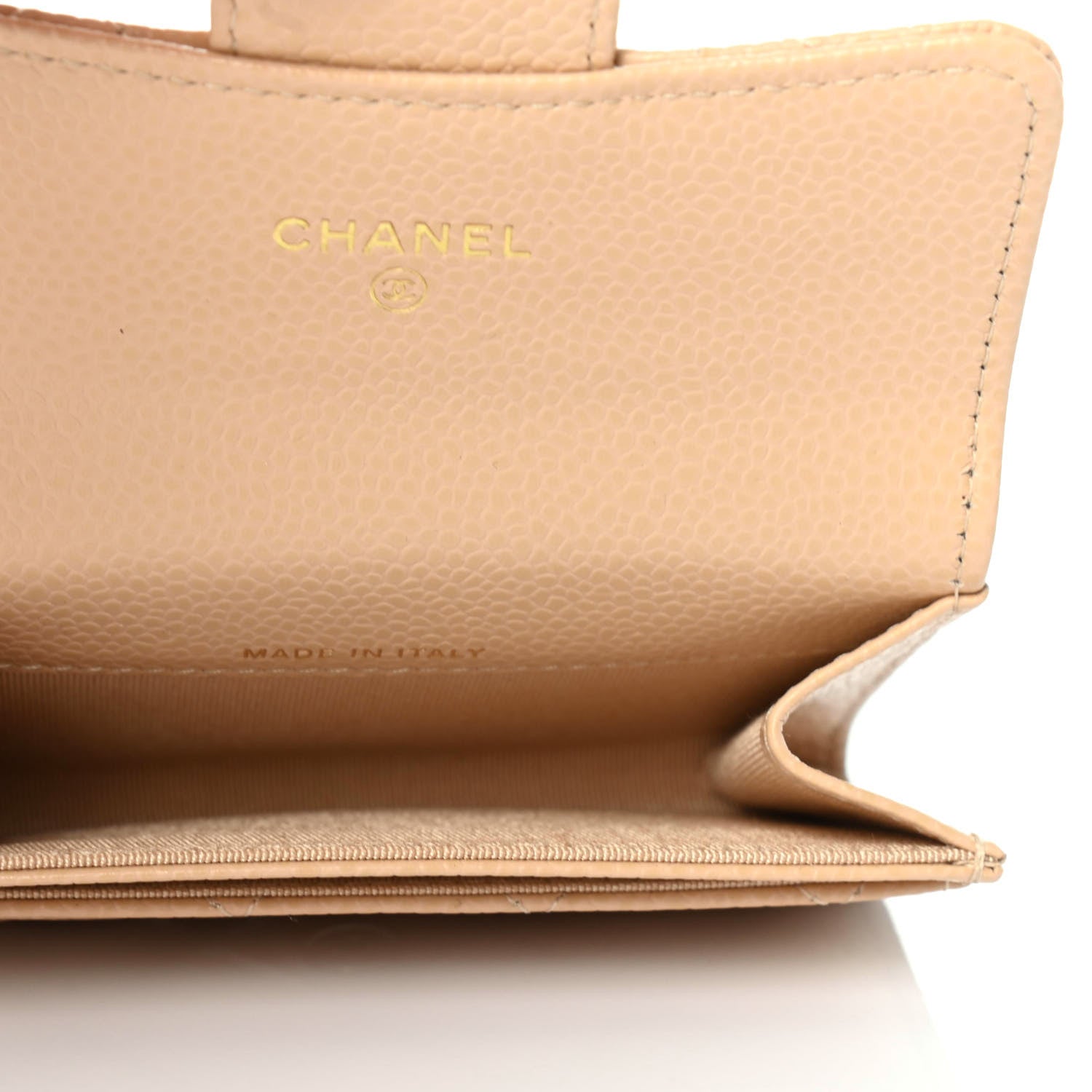 Chanel Caviar Quilted Flap Card Holder Wallet Beige 4 of 4