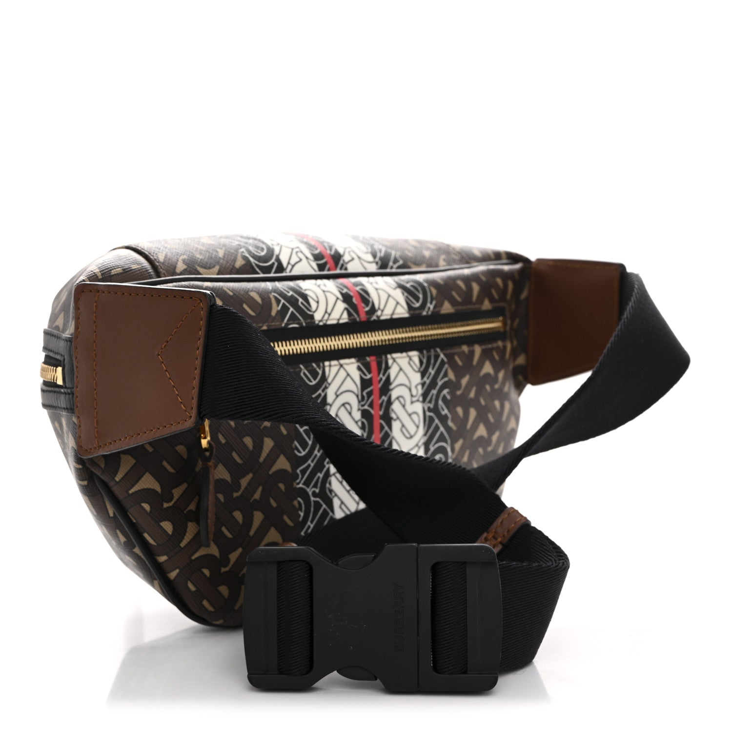 Burberry E-Canvas Monogram Stripe Medium Sonny Bum Bag Bridle Brown 3 of 11