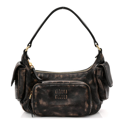 Miu Miu Distressed Nappa Pocket Bag Sand Coffee 1 of 9