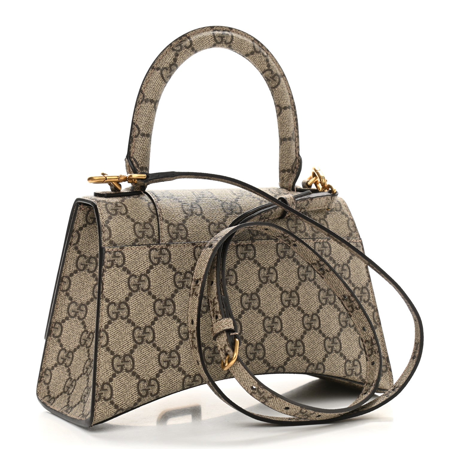 Balenciaga X GUCCI GG Supreme Monogram Small Hourglass Top Handle Bag Beige Ebony 3 of 9