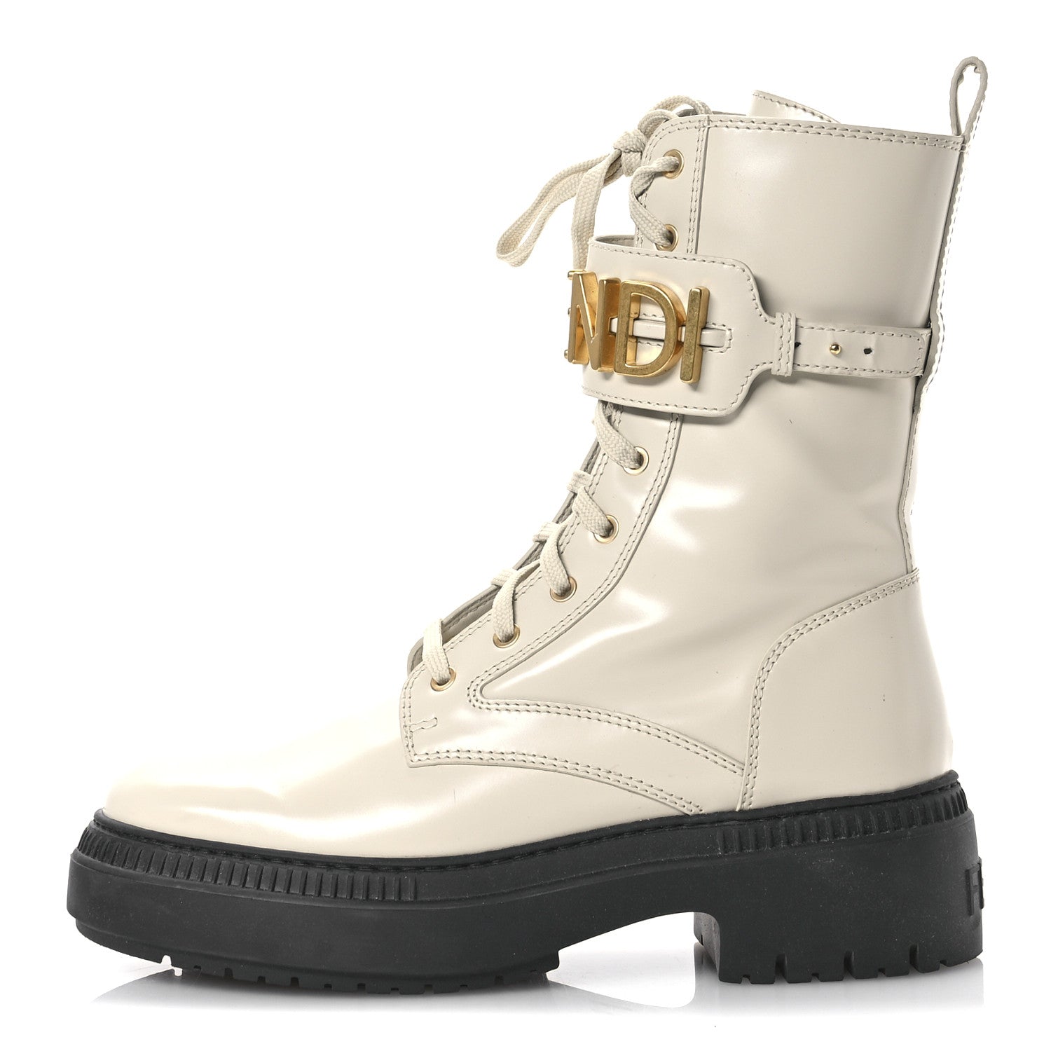 Fendi Vitello Abrasivato Fendigraphy 50mm Biker Boots 40.5 White 1 of 8