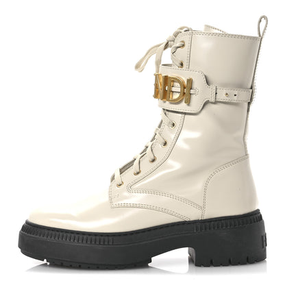 Fendi Vitello Abrasivato Fendigraphy 50mm Biker Boots 40.5 White 1 of 8