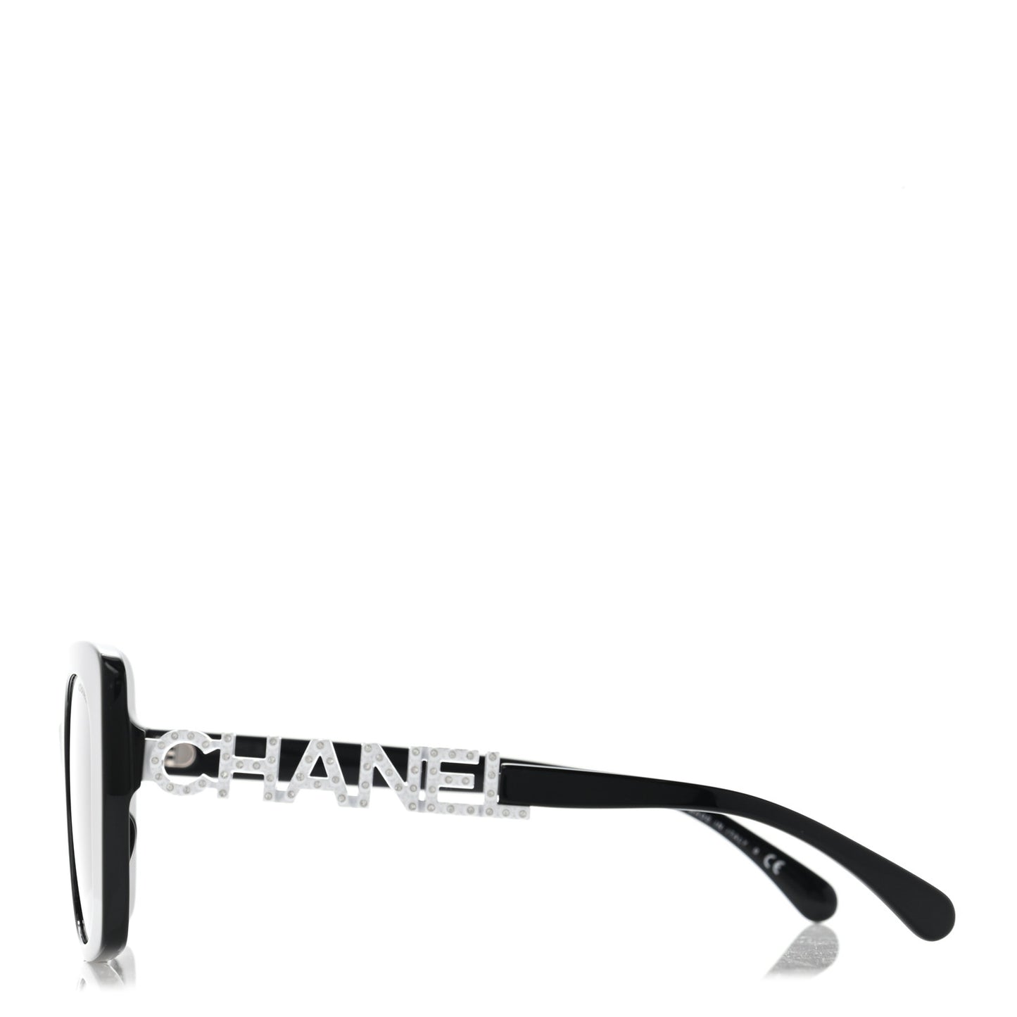 Acetate Strass Square Sunglasses 5422-B-A Black White