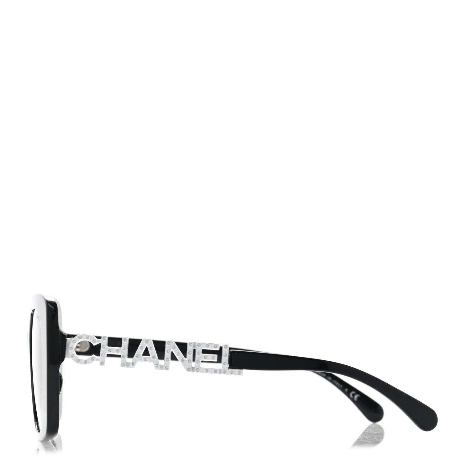 Chanel Acetate Strass Square Sunglasses 5422-B-A Black White 3 of 9