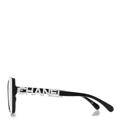 Chanel Acetate Strass Square Sunglasses 5422-B-A Black White 3 of 9
