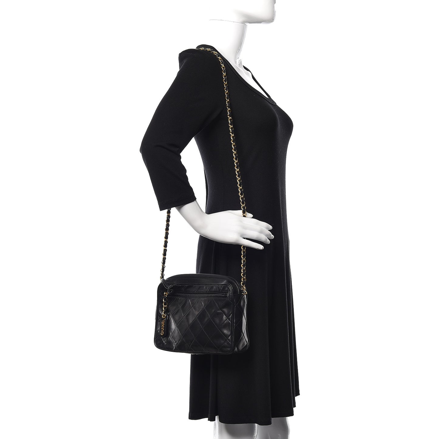 Lambskin Quilted Camera Case Black