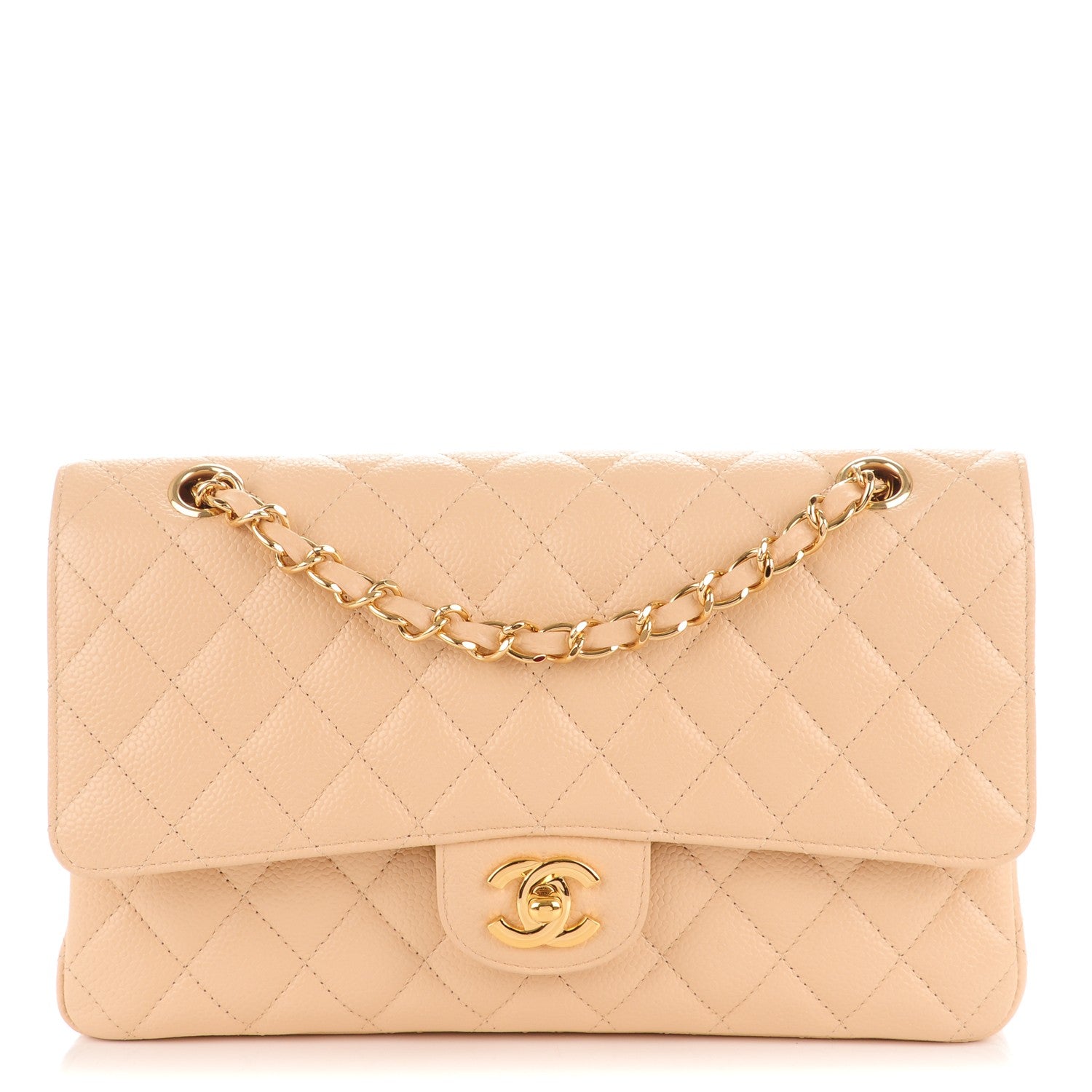 Chanel Caviar Quilted Medium Double Flap Beige Clair 1 of 8
