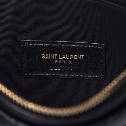 Saint Laurent Grain De Poudre Chevron Monogram Large Bill Pouch Black 6 of 7