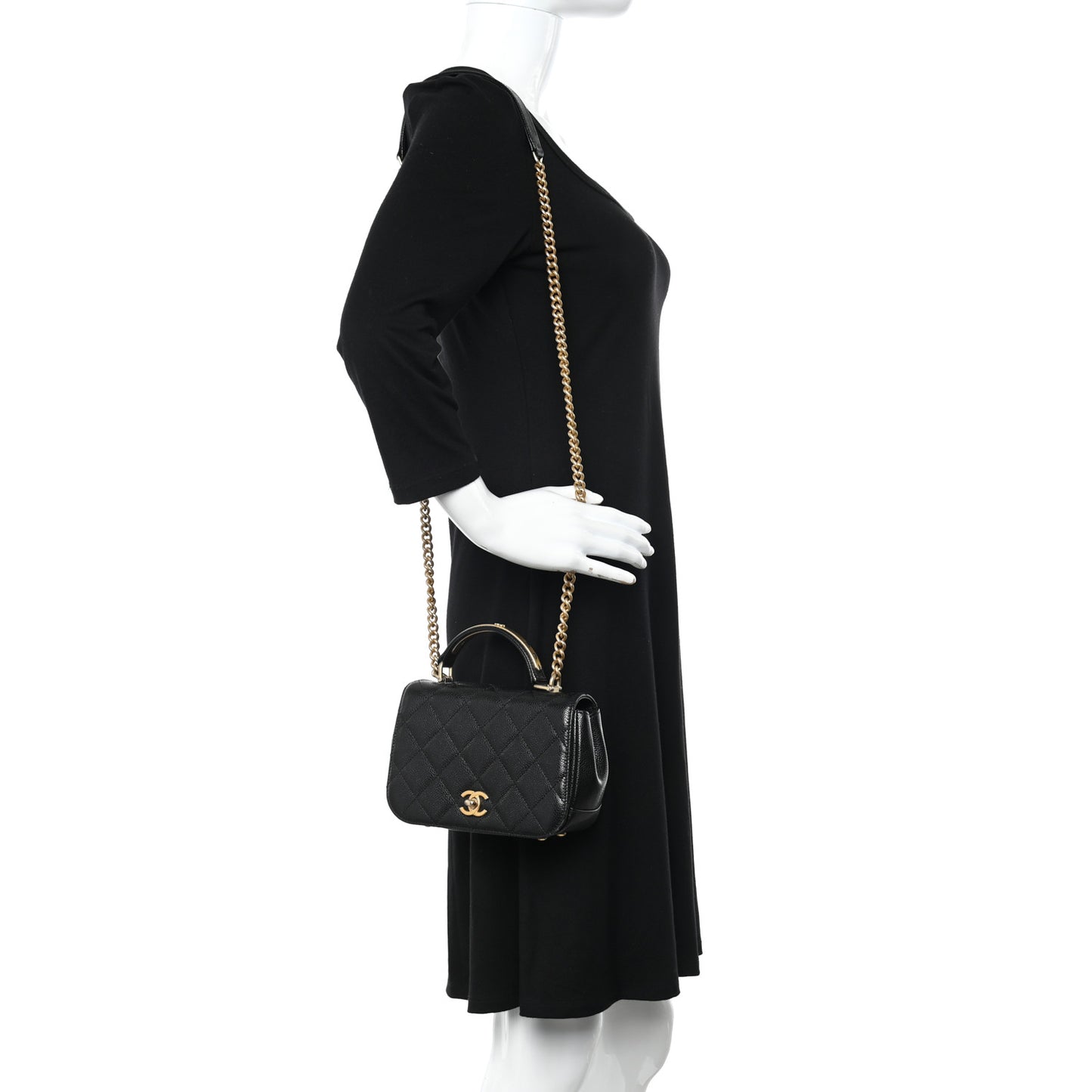 Caviar Mini Carry Around Flap Bag Black