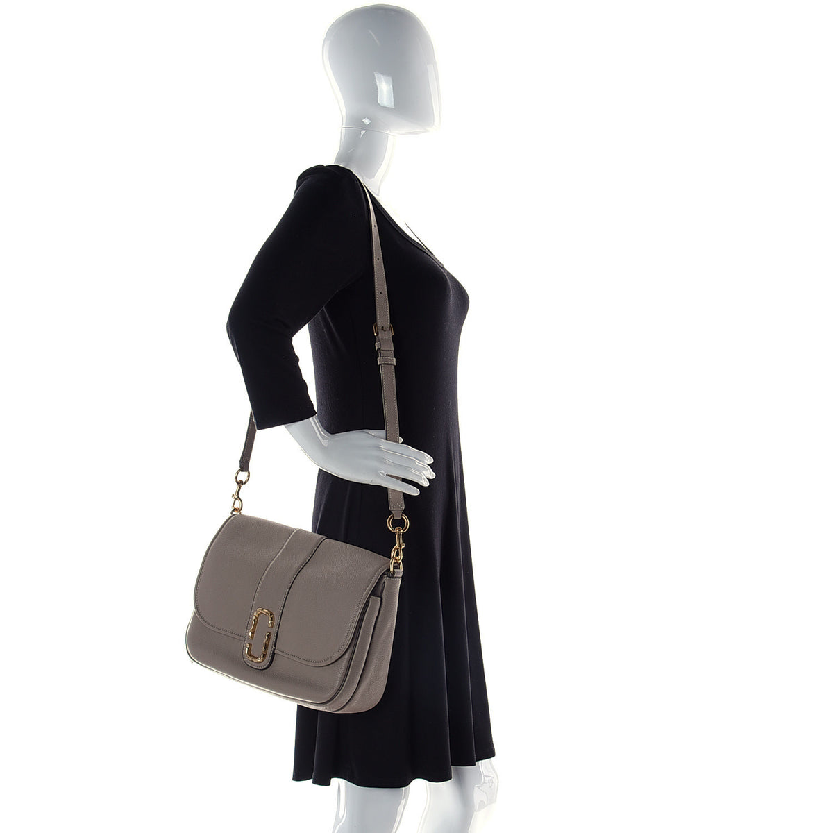 Calfskin Interlock Courier Messenger Taupe