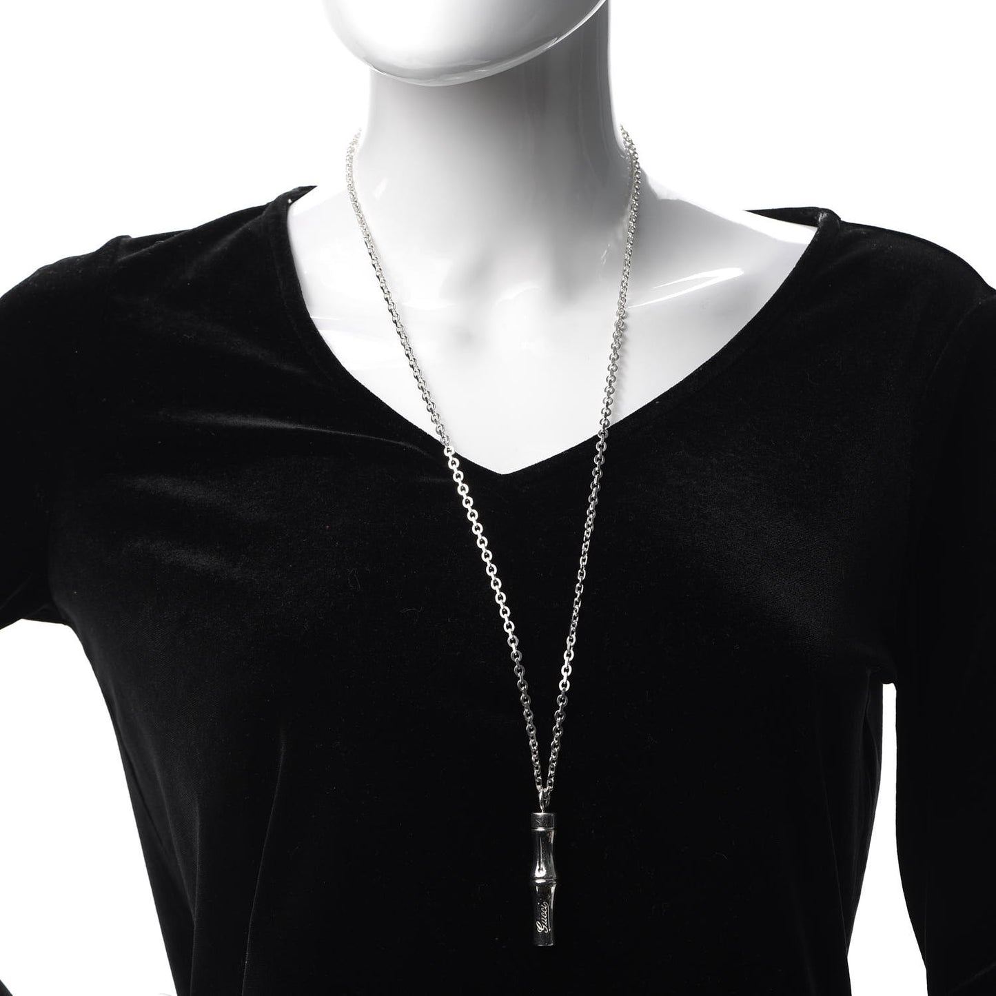 Sterling Silver Bamboo Pendant Necklace