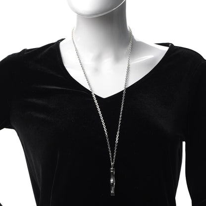 Gucci Sterling Silver Bamboo Pendant Necklace 2 of 5