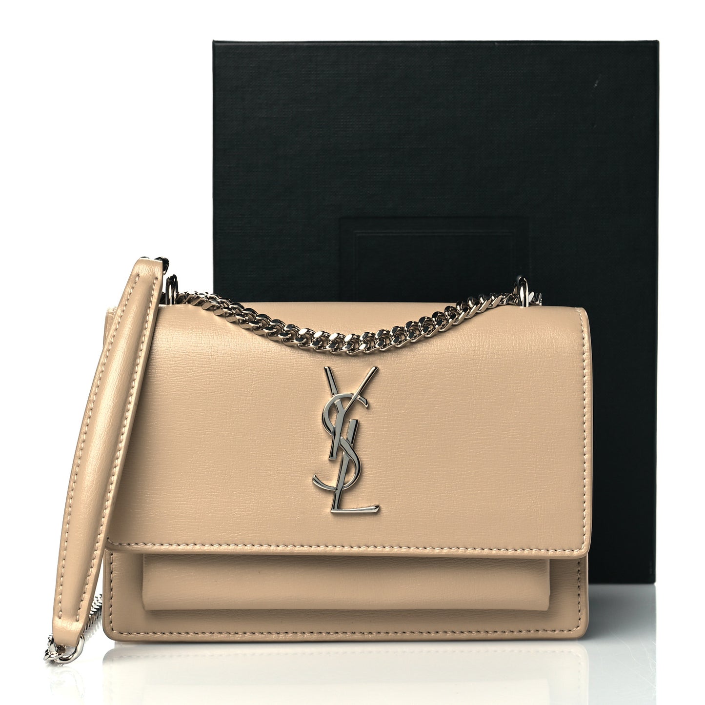 Calfskin Monogram Sunset Chain Wallet Nude Powder