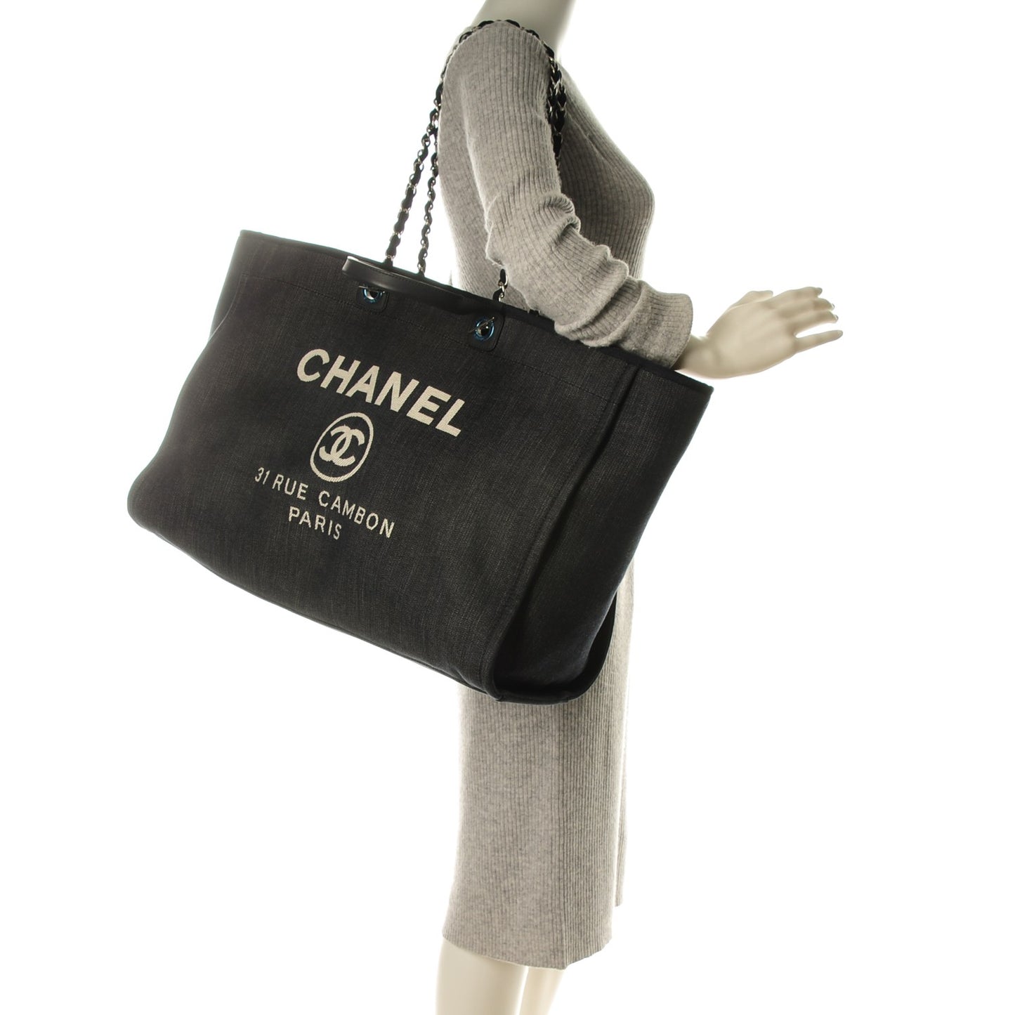 Canvas Extra Large Deauville Tote Dark Blue