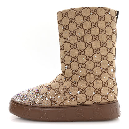 Gucci Monogram GG Strass Thermal Bootie 39.5 Camel Ebony 1 of 9
