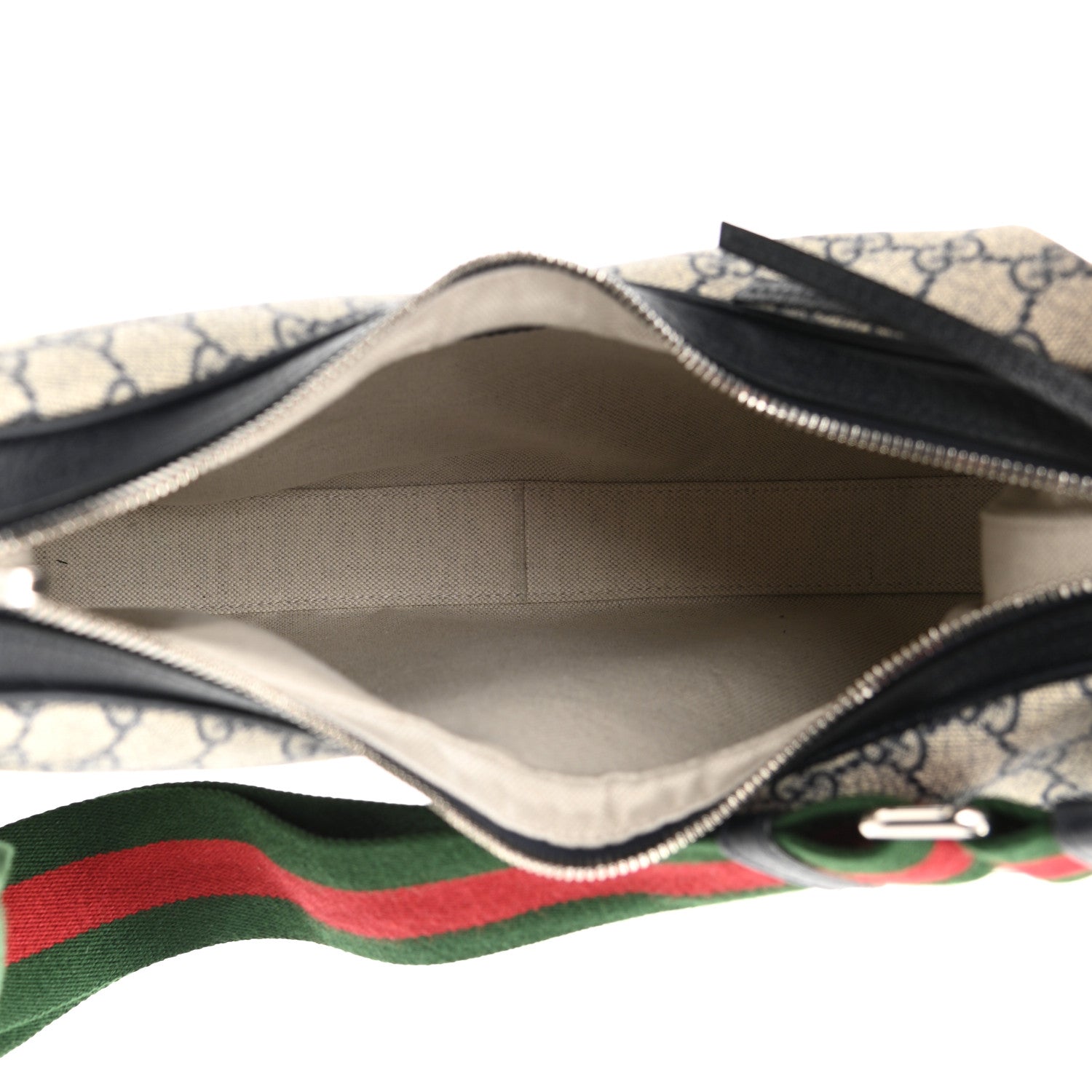 Gucci GG Supreme Monogram Textured Calfskin Web Large Attache Shoulder Bag Beige Blue 5 of 10