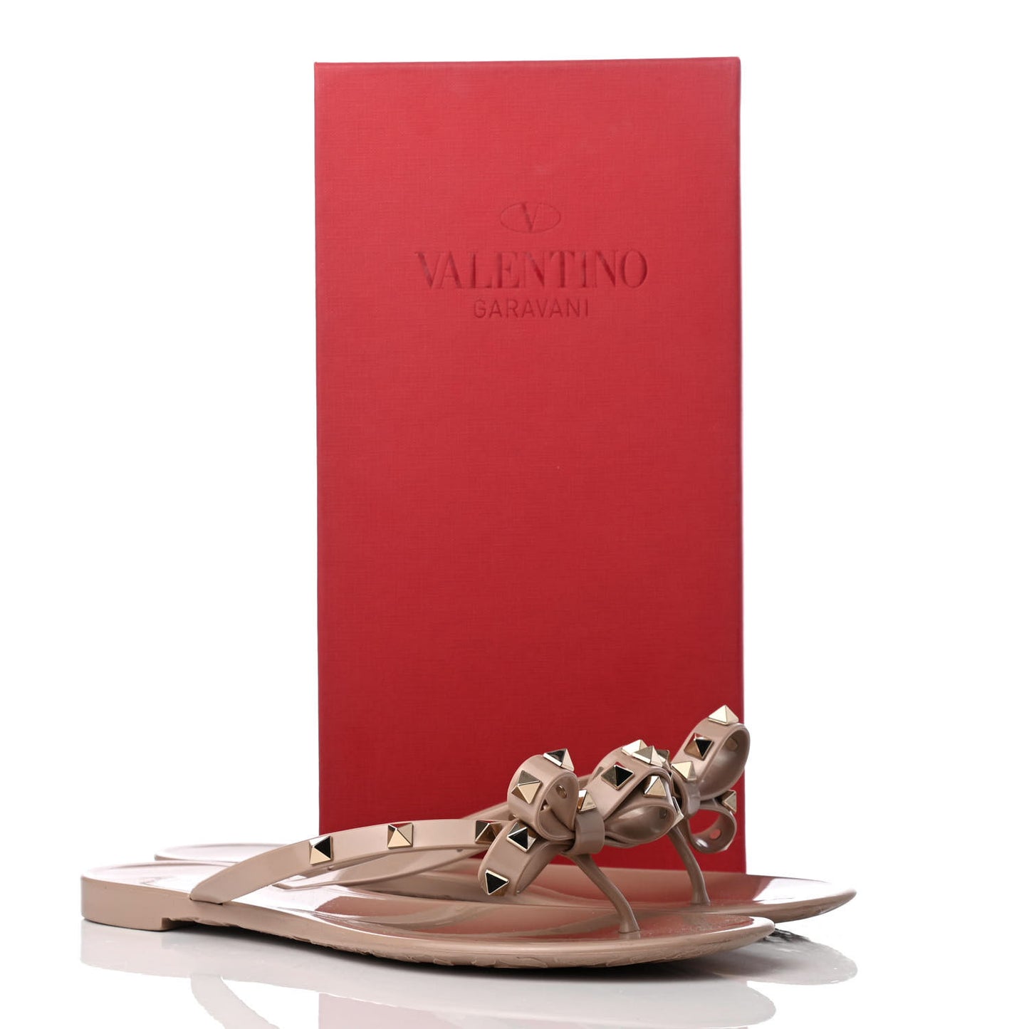 PVC Jelly Rockstud Bow Thong Sandals 41 Poudre