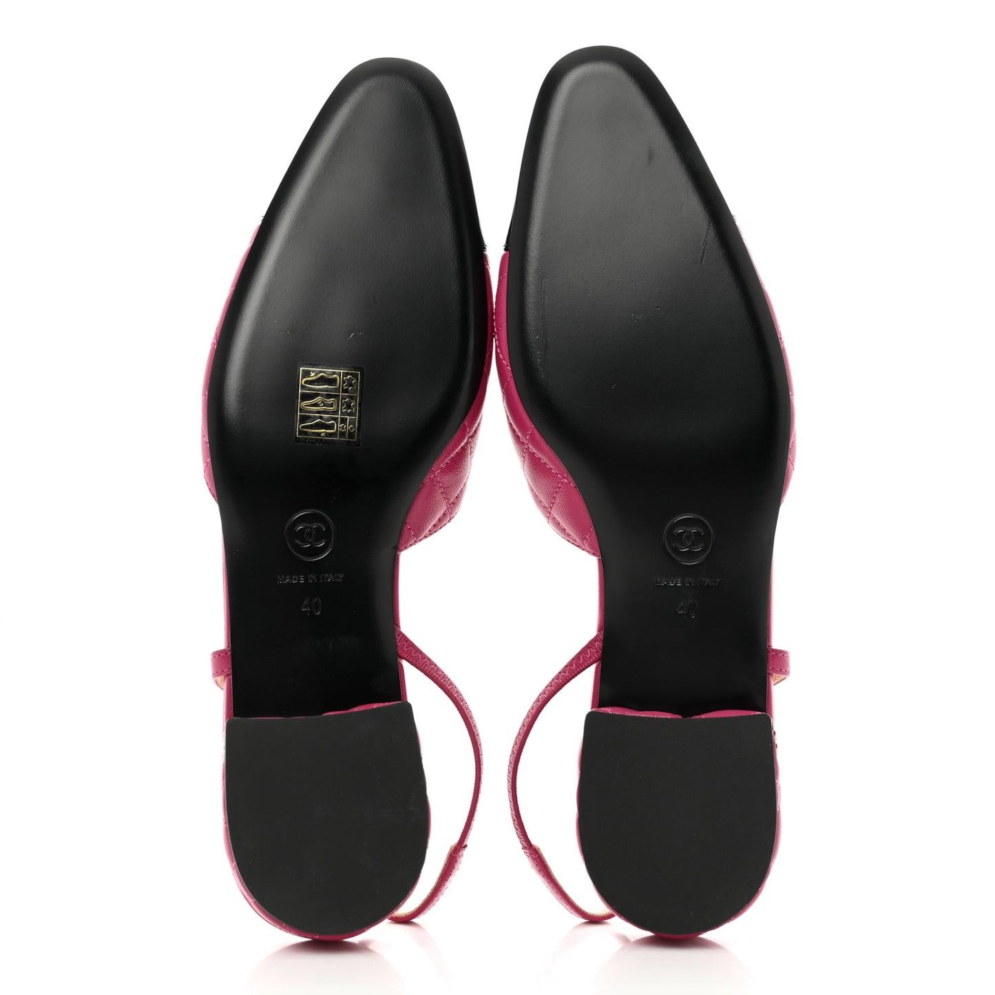 Lambskin Patent Cap Toe CC Slingback Flats 40 Pink Black