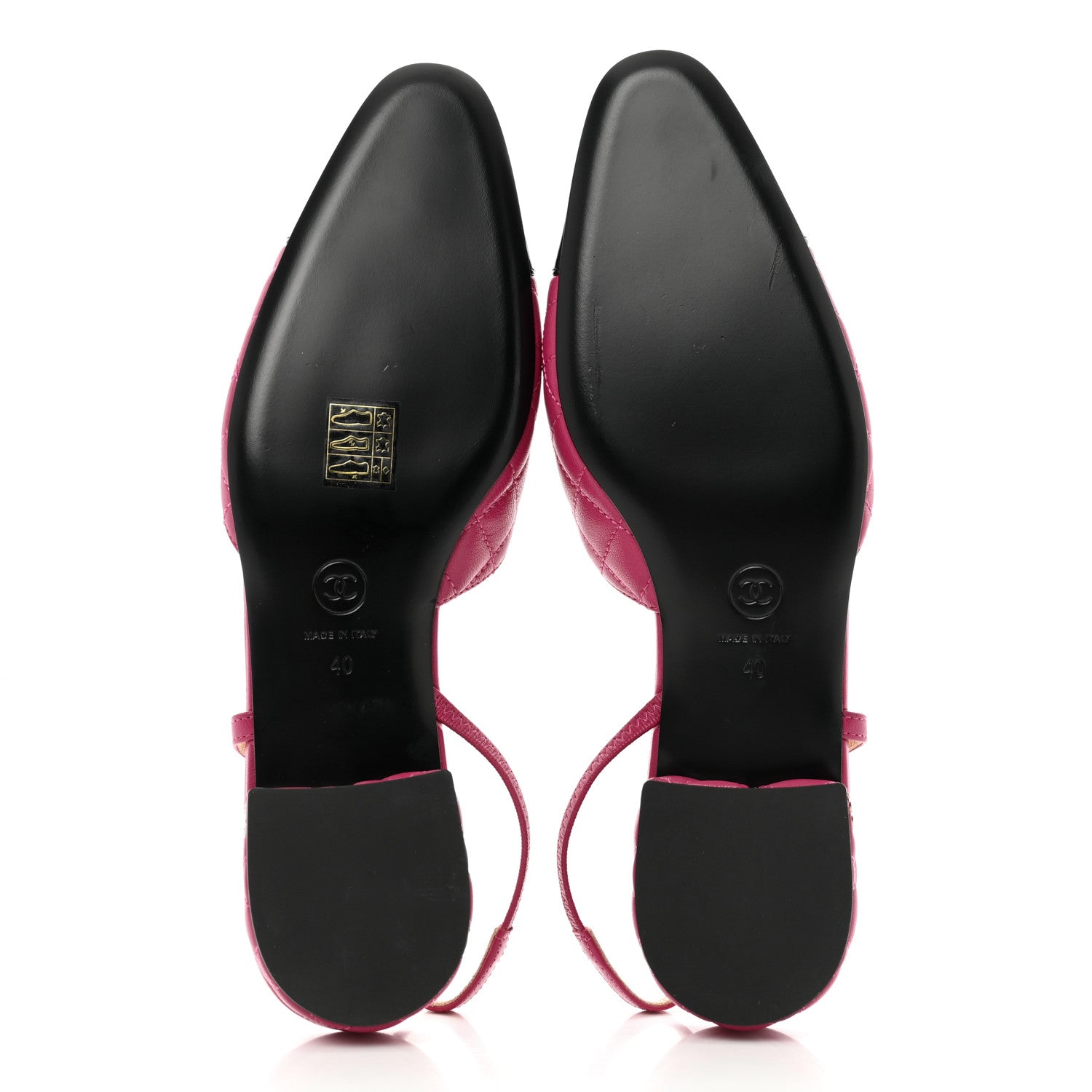 Chanel Lambskin Patent Cap Toe CC Slingback Flats 40 Pink Black 5 of 9