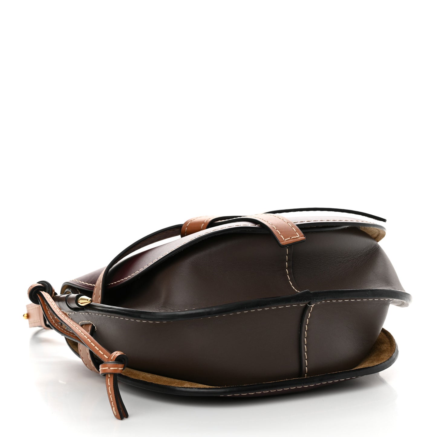 Calfskin Small Gate Crossbody Bag Oxblood Tan Taupe