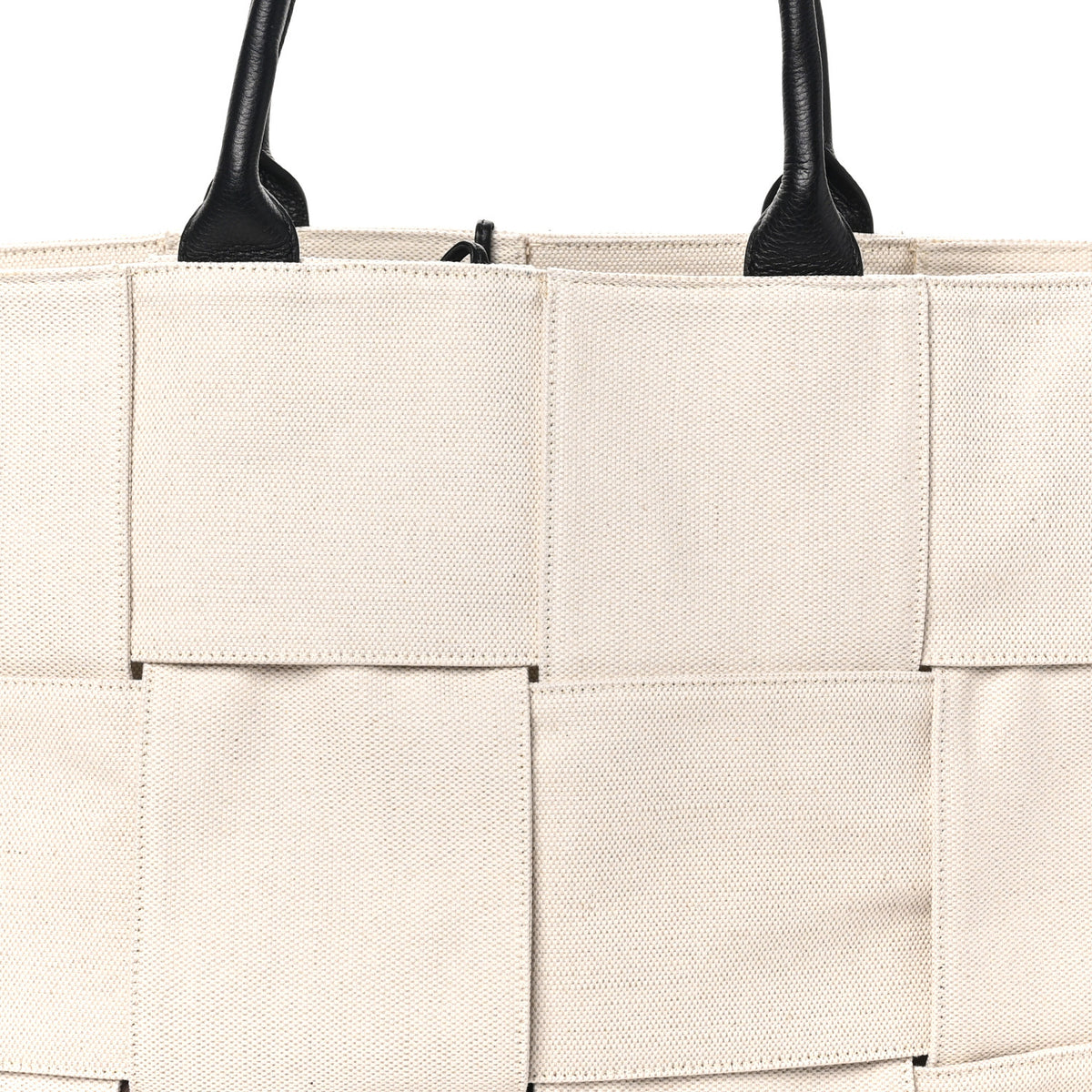 Canvas Maxi Intrecciato Large Arco Tote Beige Black