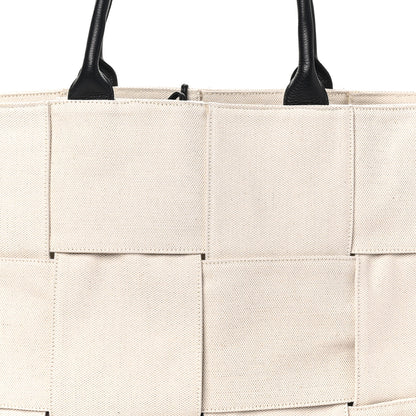 Bottega Veneta Canvas Maxi Intrecciato Large Arco Tote Beige Black 8 of 10