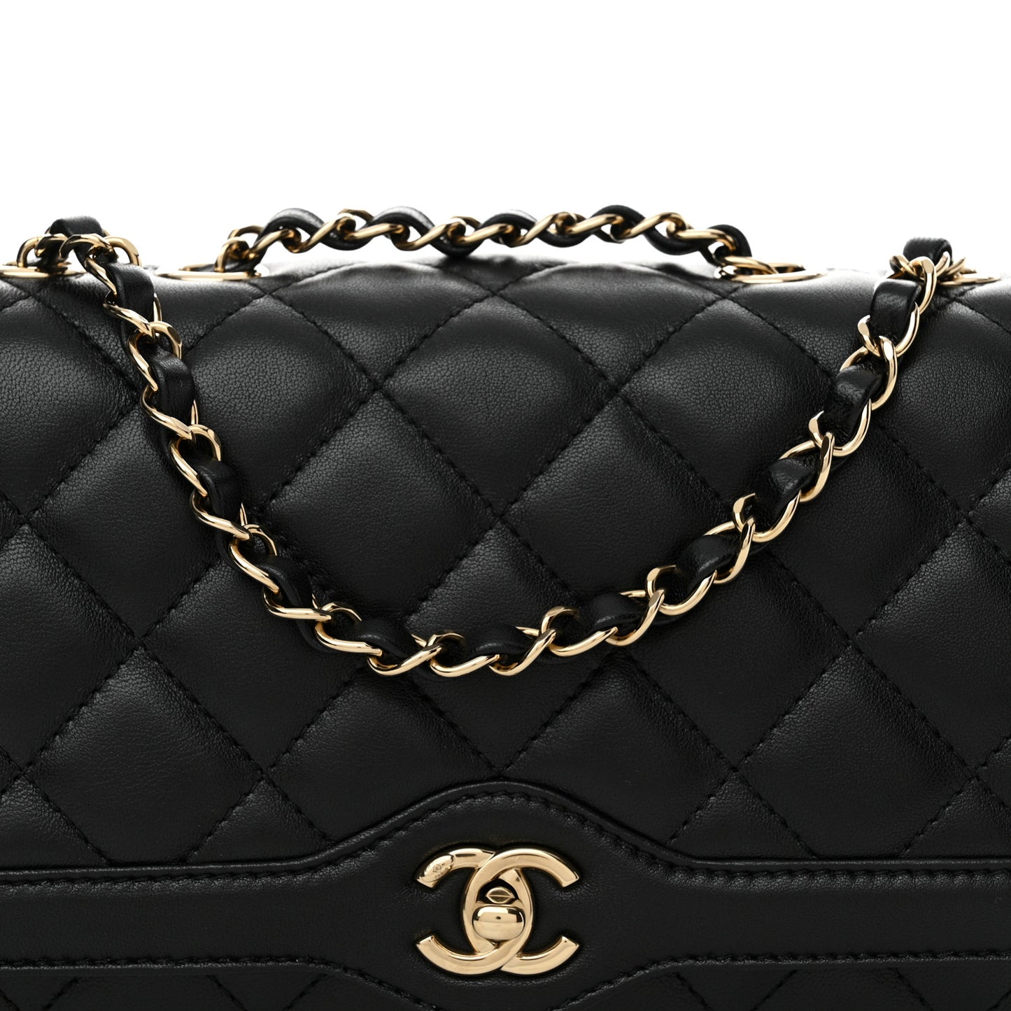 Lambskin Quilted Small Flap Bag Black