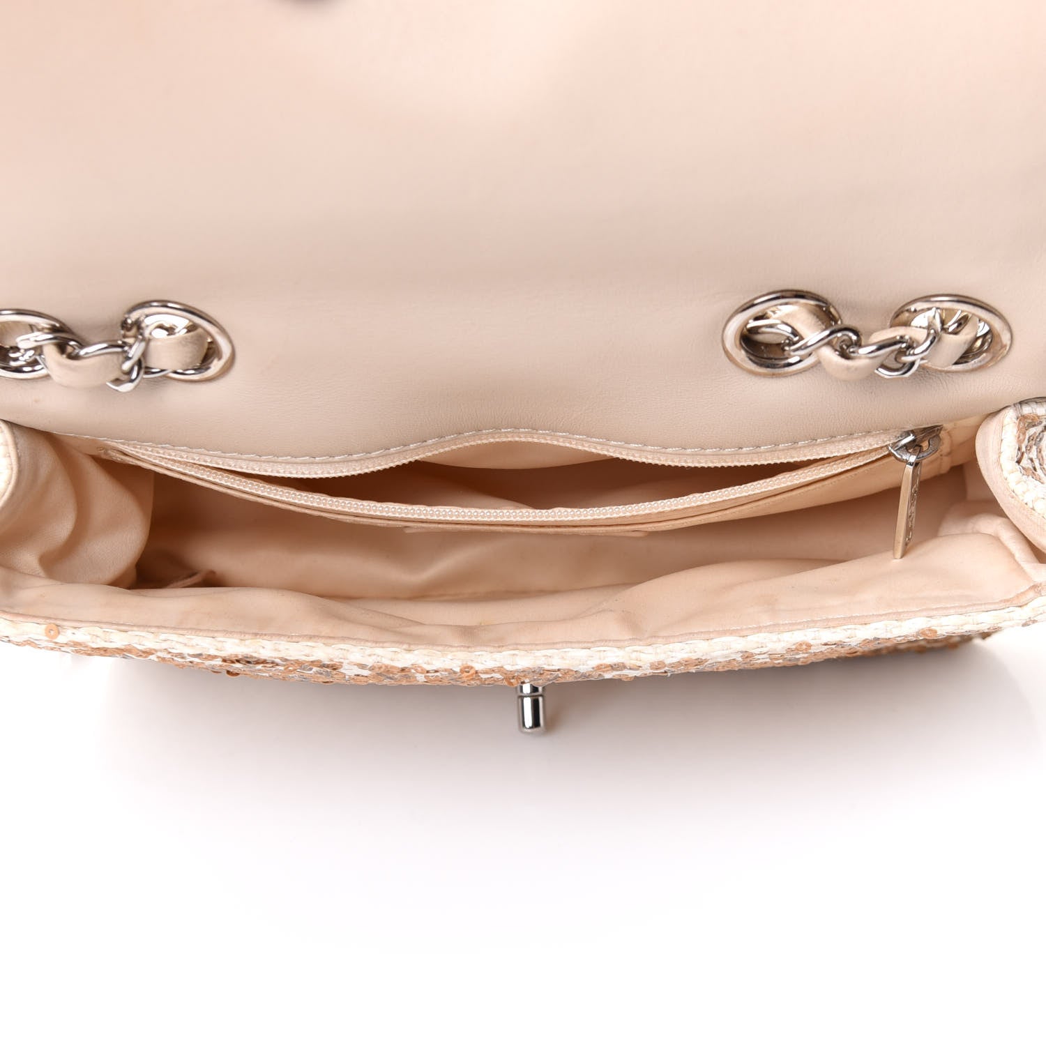 Chanel Raffia Sequin Small Single Flap Beige Gold 4 of 9