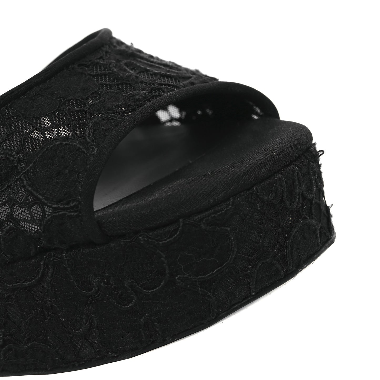 Cotton Lace CC Platform Sandals 36.5 Black