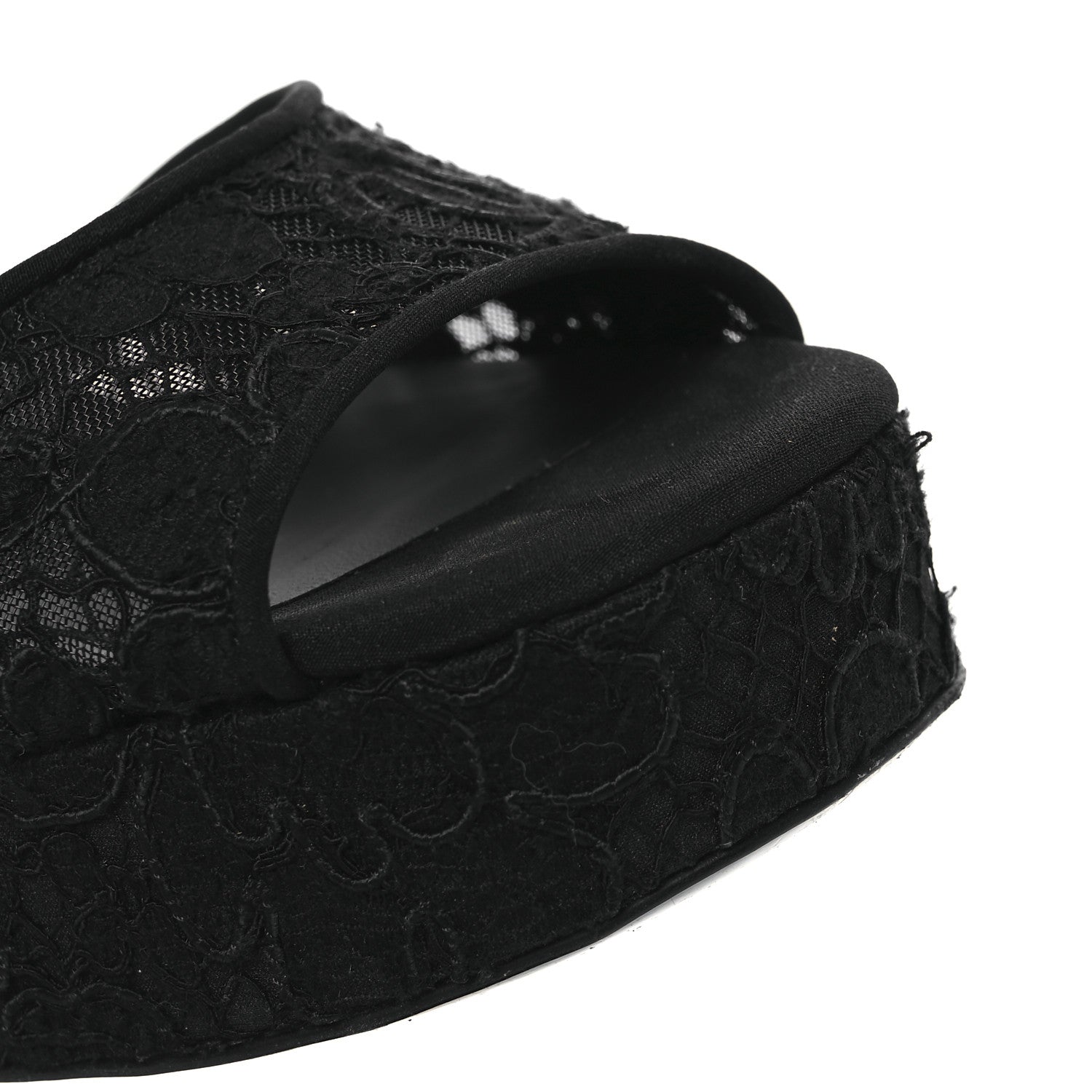 Chanel Cotton Lace CC Platform Sandals 36.5 Black 11 of 13