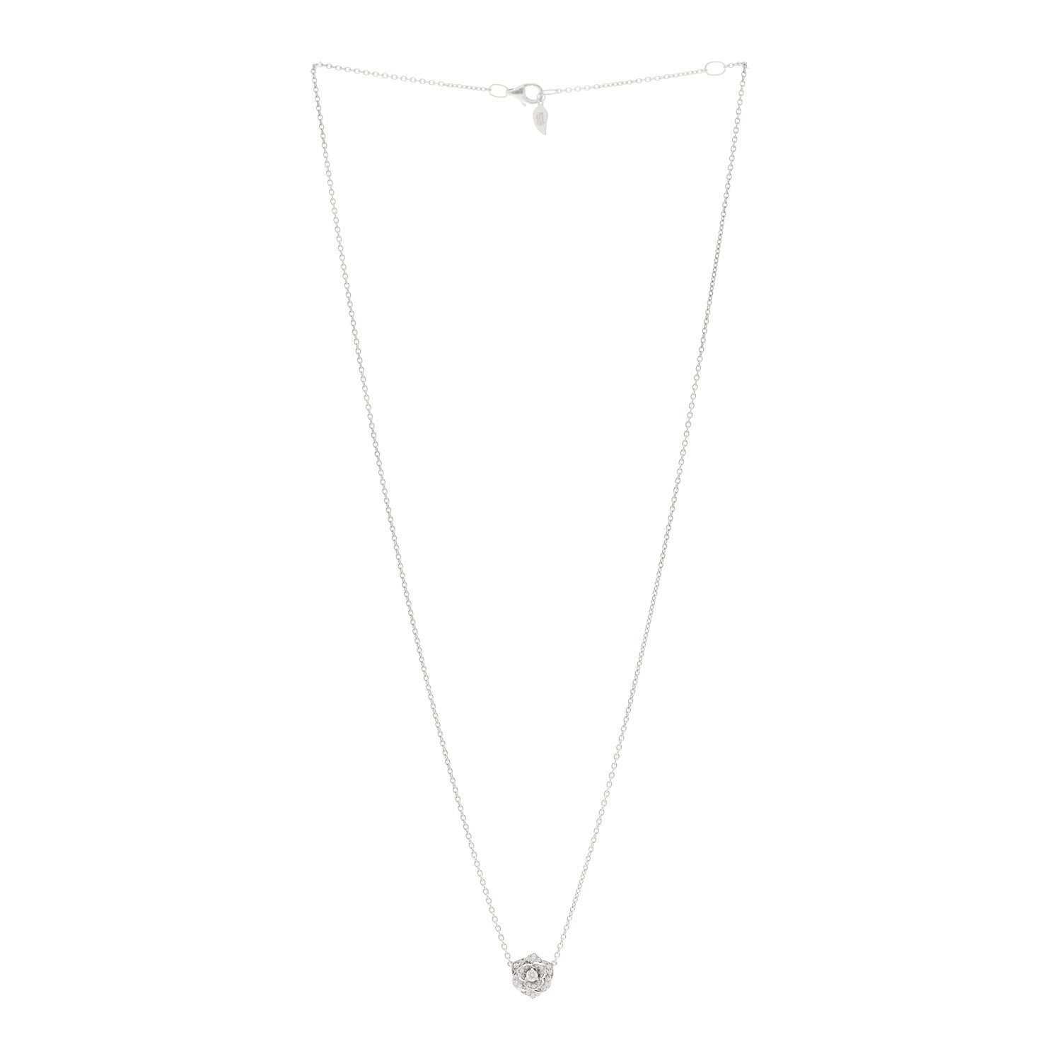 Piaget 18K White Gold Diamond .23ctw Rose Pendant Necklace 3 of 4