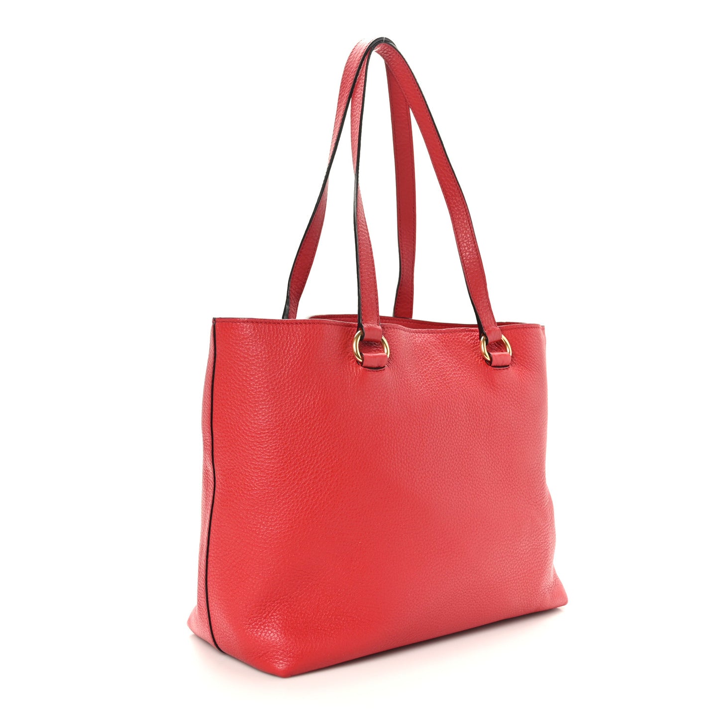 Vitello Daino Embossed Logo Shopping Tote Red