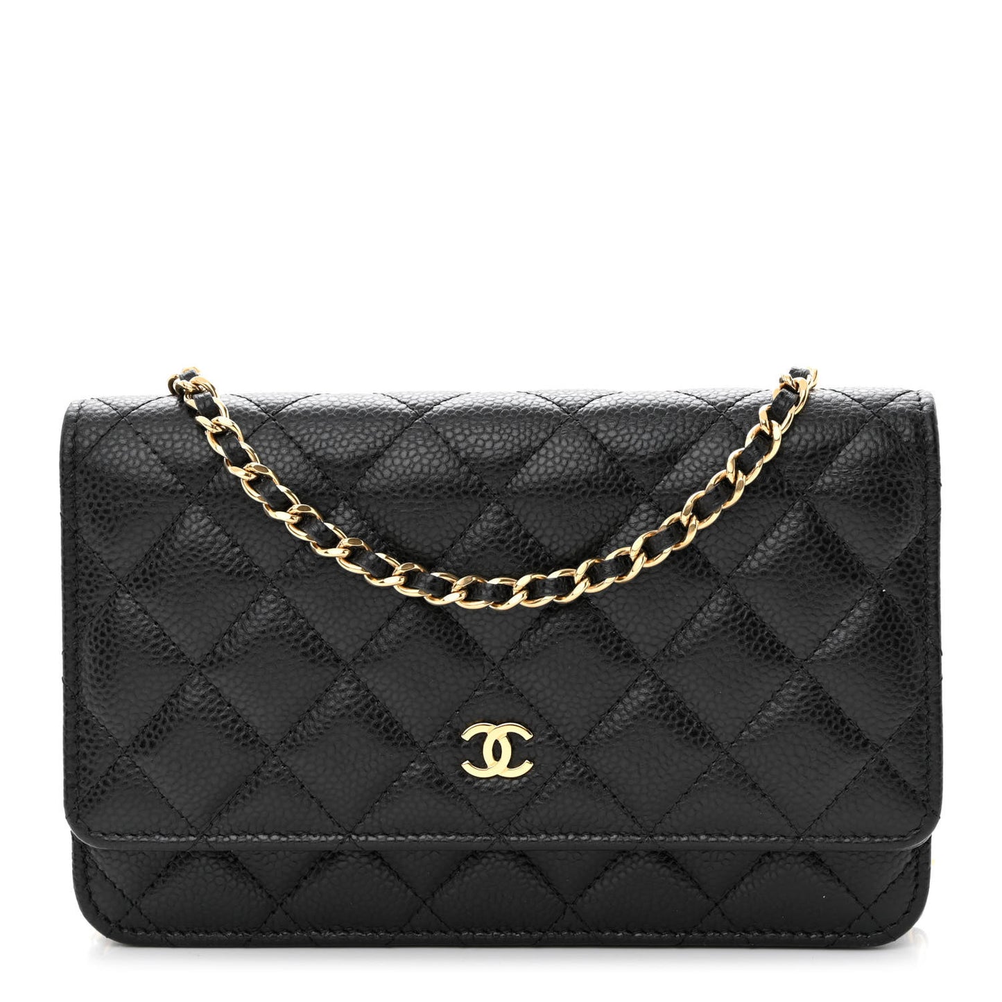 Caviar Quilted Wallet on Chain WOC Black