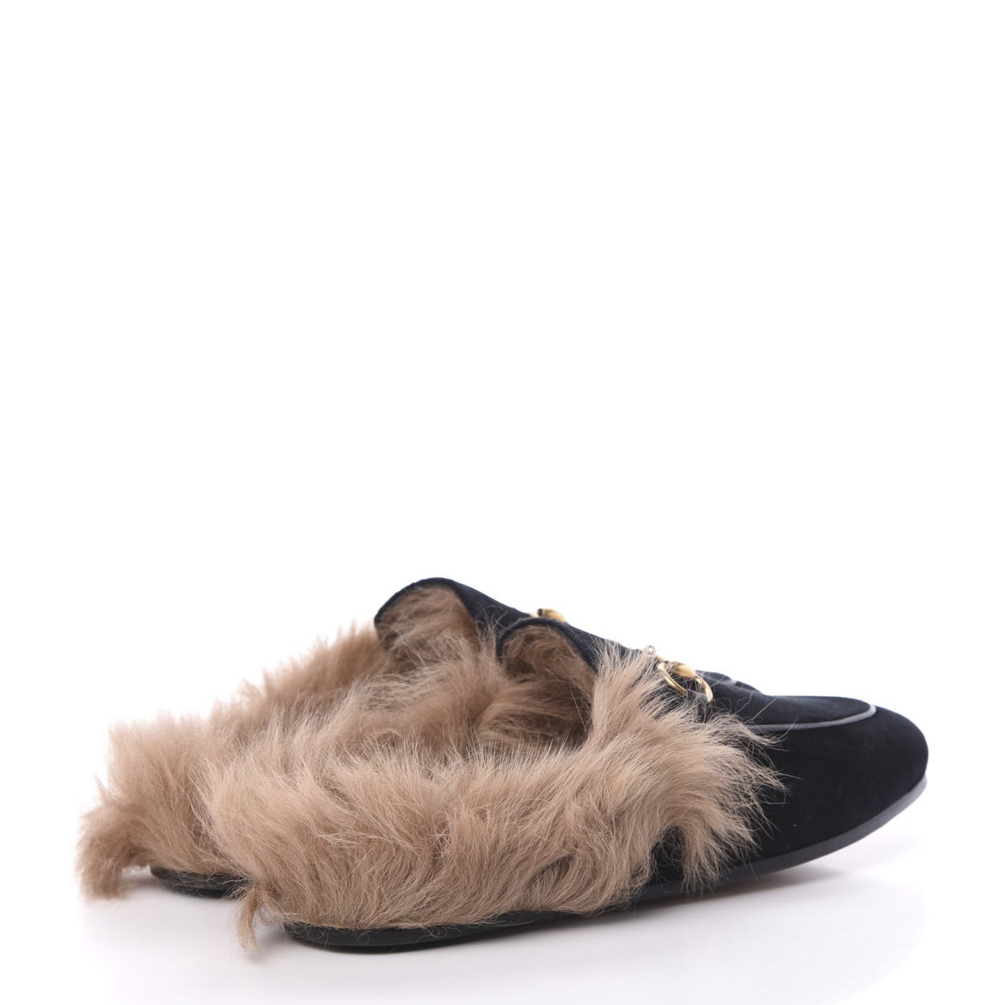 Velvet Fur Womens Princetown Slippers 37 Black