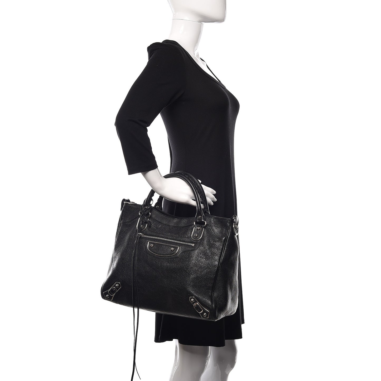 Chevre Silver Metallic Edge Hardware Velo Black
