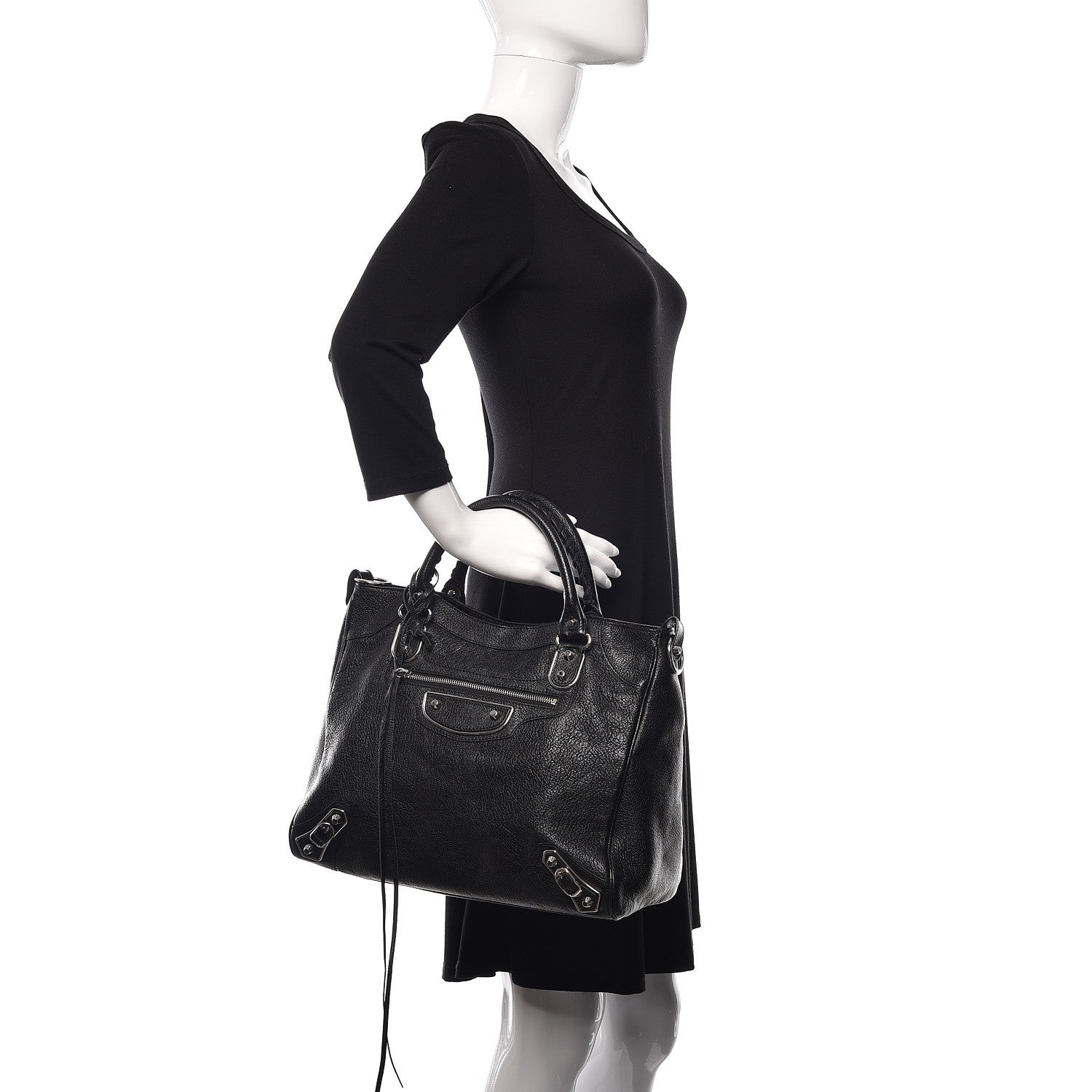 Balenciaga Chevre Silver Metallic Edge Hardware Velo Black 2 of 10