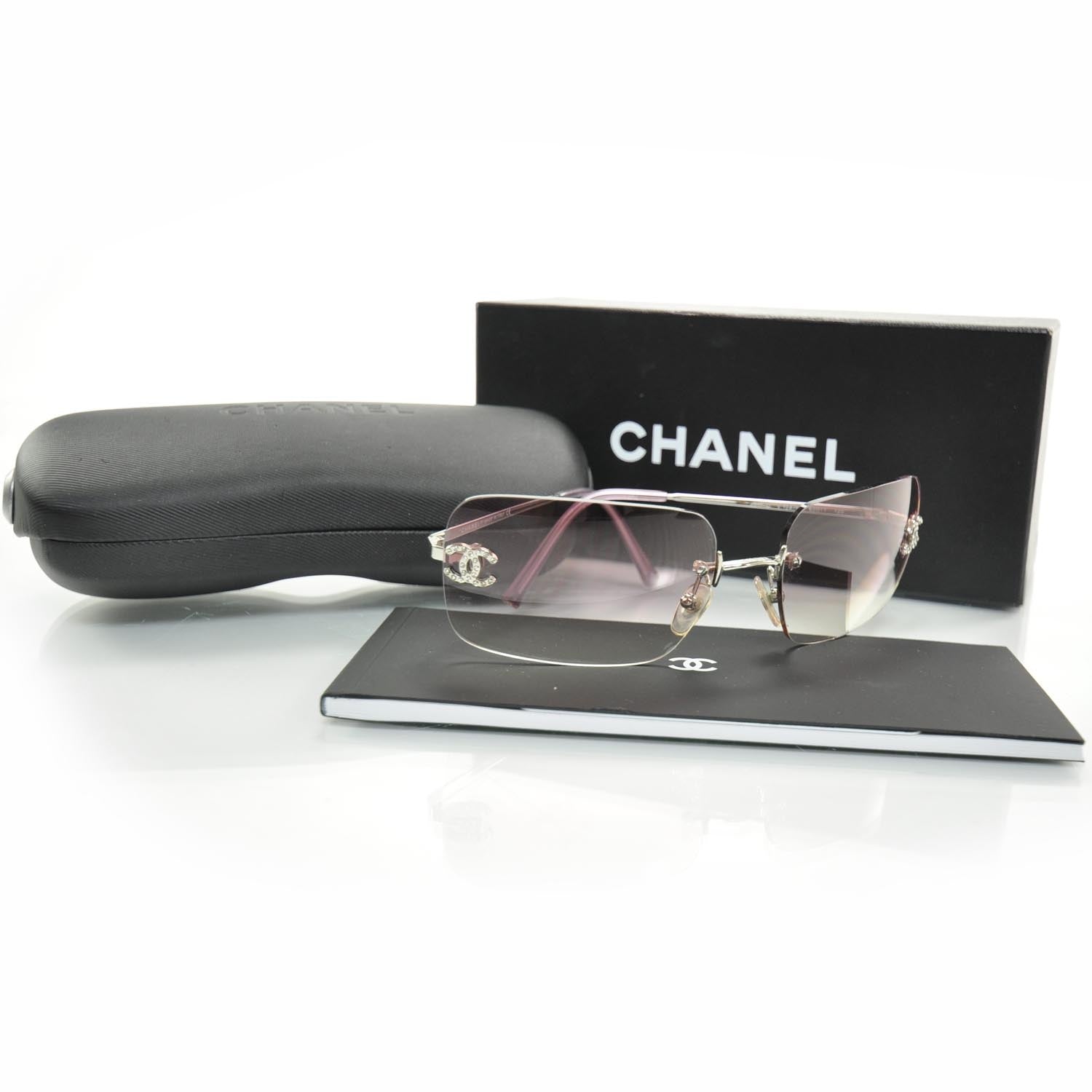 Chanel Metal Crystal CC Logo Sunglasses 4017-D Pink 4 of 8